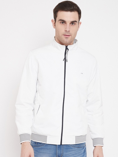 

Okane Men White Solid Bomber Jacket