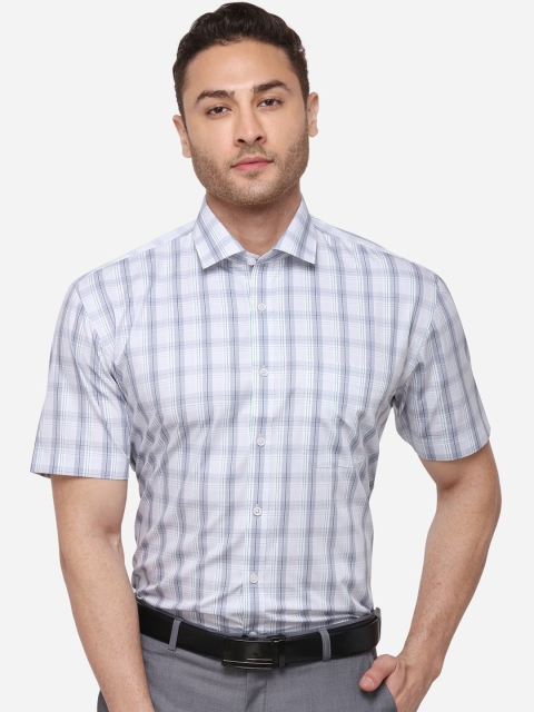 

JADE BLUE Men Grey & White Regular Fit Checked Formal Shirt