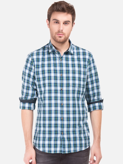 

Ruggers Men Blue & Grey Regular Fit Checked Casual Shirt