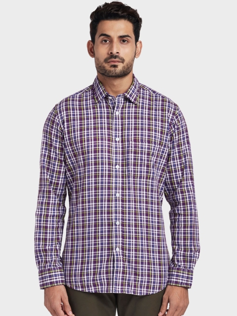 

ColorPlus Men Purple & White Slim Fit Checked Casual Shirt