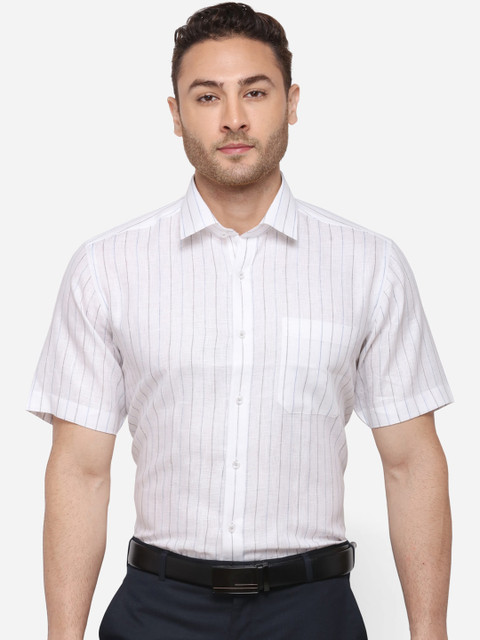

JADE BLUE Men White Regular Fit Striped Formal Shirt