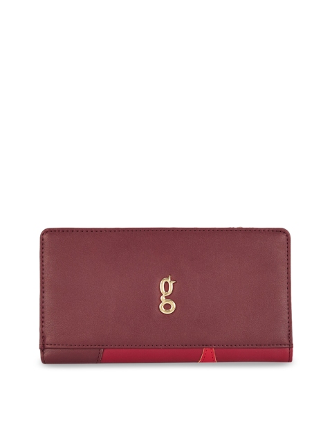 

Global Desi Women Burgundy Colourblocked Two-Fold Wallet