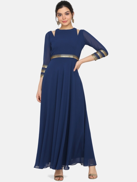 

Ojjasvi Women Blue Solid Maxi Dress