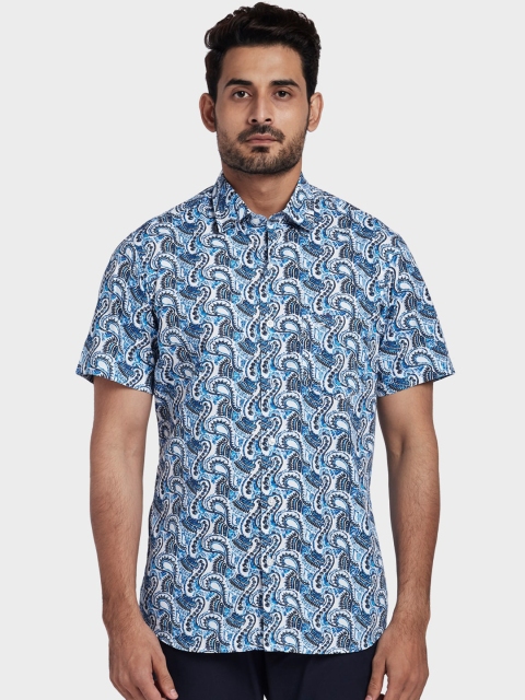 

ColorPlus Men Blue & White Slim Fit Printed Casual Shirt