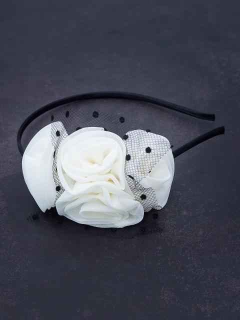 

Golden Peacock Women White & Black Floral Designed Hairband