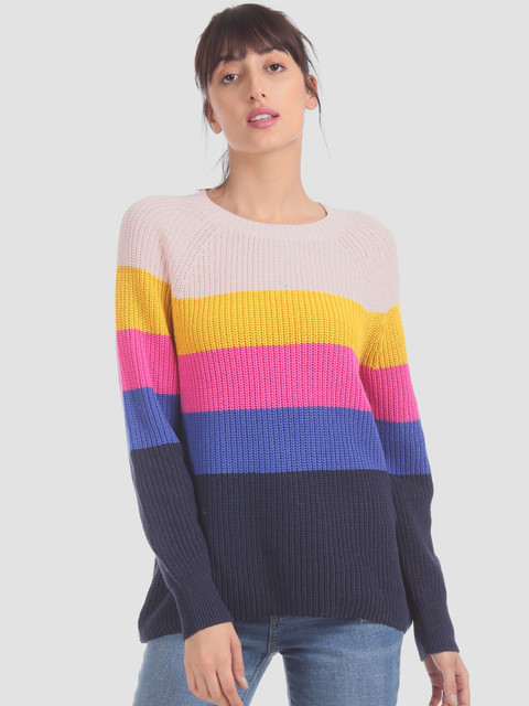 

GAP Women Multicoloured Striped Pullover Sweater, Multi