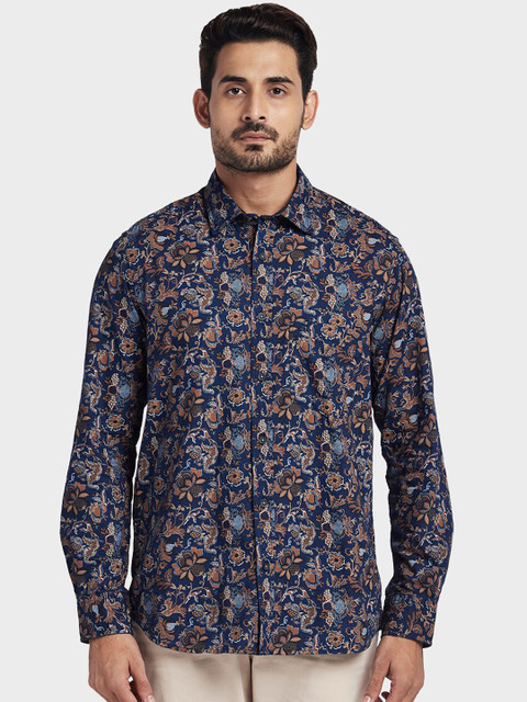 

ColorPlus Men Blue & Brown Tailored Fit Printed Casual Shirt