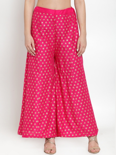 

Miaz Lifestyle Women Pink Printed Wide Leg Palazzos