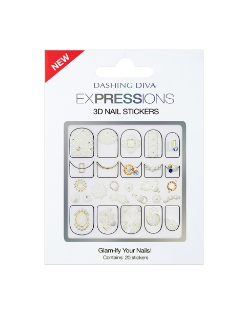 

Dashing Diva White EXPRESSIONS Blanc Lace Press-On Gel Nails, Transparent