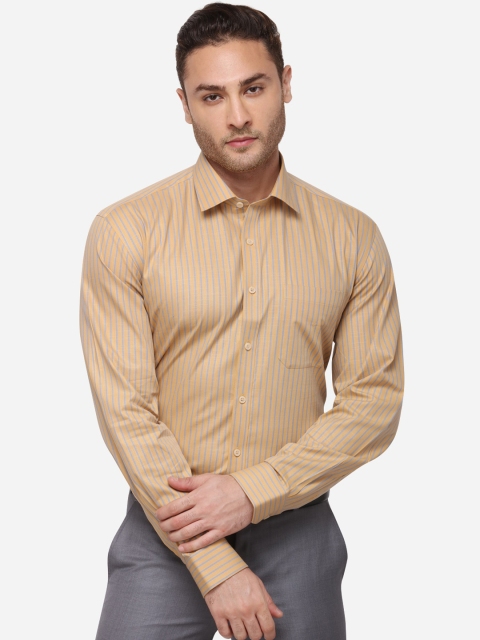 

JADE BLUE Men Yellow & Blue Regular Fit Striped Formal Shirt