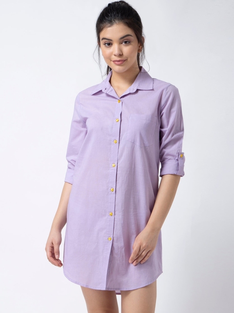 

ADORENITE Women Lavender Solid Pure Cotton Nightdress