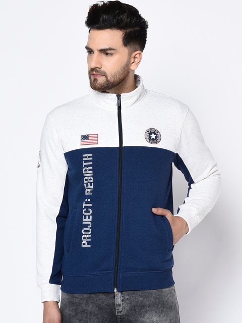 

Octave Men White & Navy Blue Colourblocked Sweatshirt