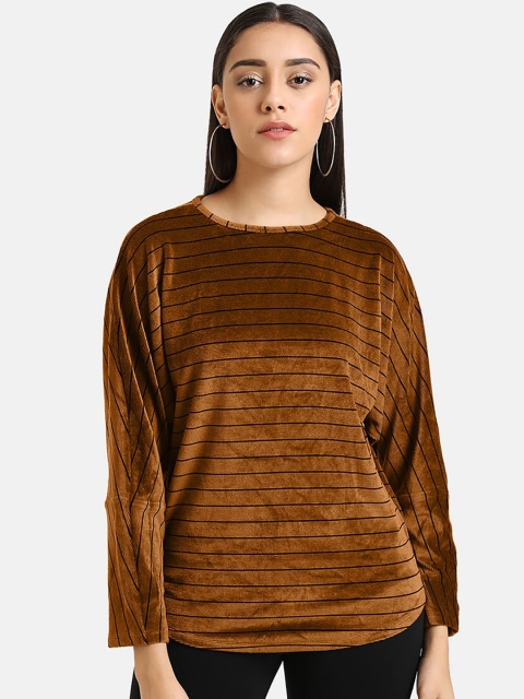 

Kazo Women Rust Striped Pullover Sweater