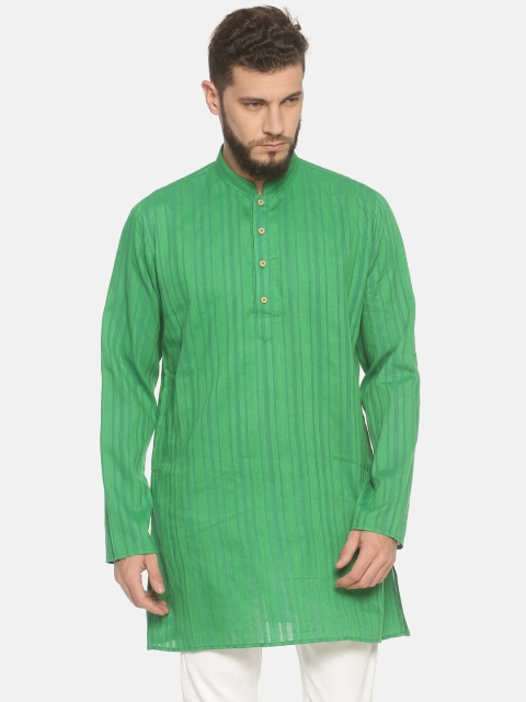 

TATTVA Men Green Striped Straight Kurta