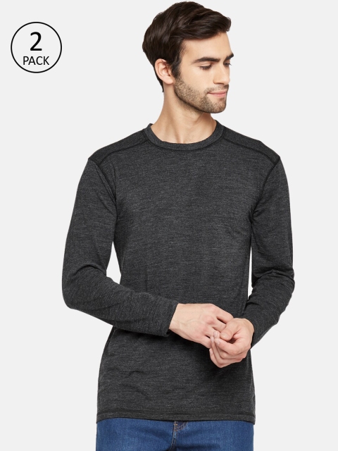 

Kosha Men Charcoal Merino Wool & Bamboo Full Sleeves Thermal Top Pack of 2