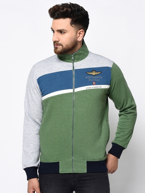 

98 Degree North Men Green & Blue Colourblocked Sweatshirt