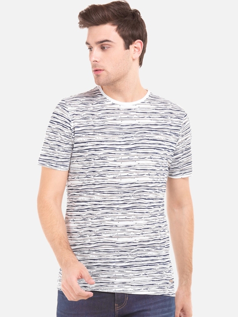 

Cherokee Men White & Blue Printed Round Neck T-shirt
