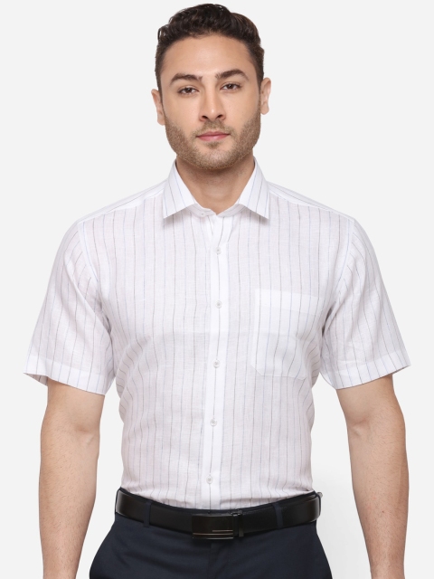 

JADE BLUE Men White & Grey Regular Fit Striped Formal Shirt