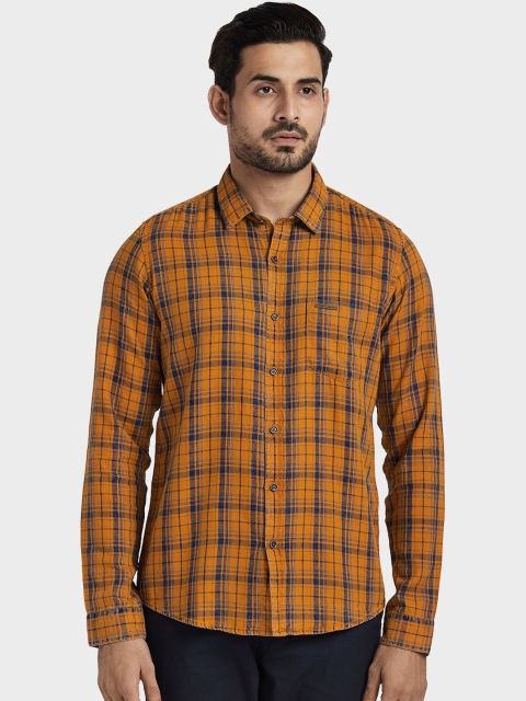 

ColorPlus Men Yellow Regular Fit Checked Casual Shirt