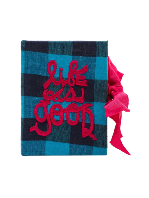 

Chumbak Navy Blue Checked Life Is Good Appliqued Pocket Notebook