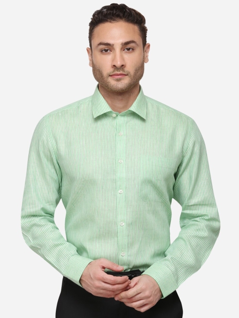 

JADE BLUE Men Green Regular Fit Striped Formal Shirt