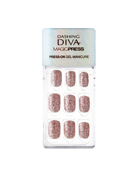 

Dashing Diva Women Pink Rose Glitter Gel Artificial Nails