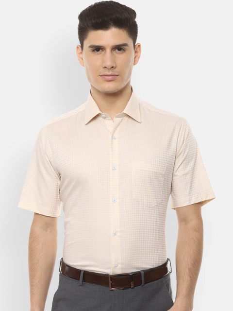 Van Heusen Men Beige Regular Fit Self Design Formal Shirt