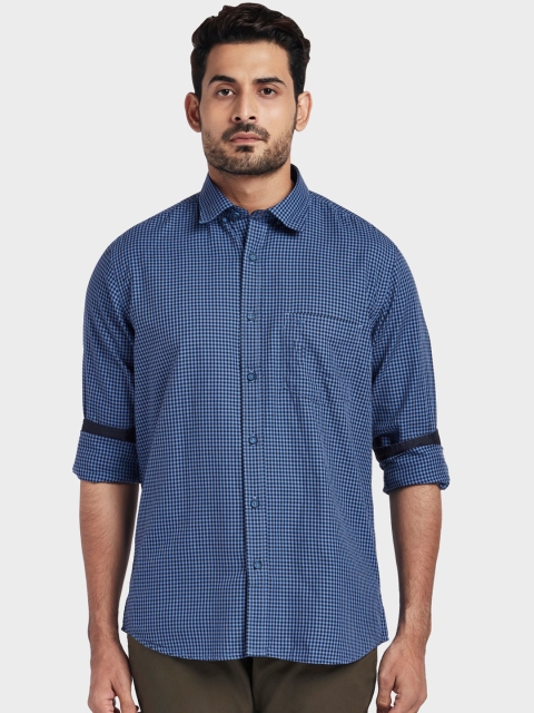 

ColorPlus Men Blue Tailored Fit Checked Casual Shirt