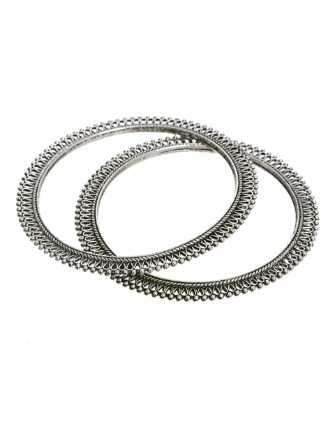 

INDYA Set of 2 Oxidized Silver-Toned Bangles