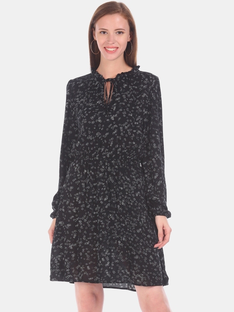 

GAP Women Black Printed Fit and Flare Dress