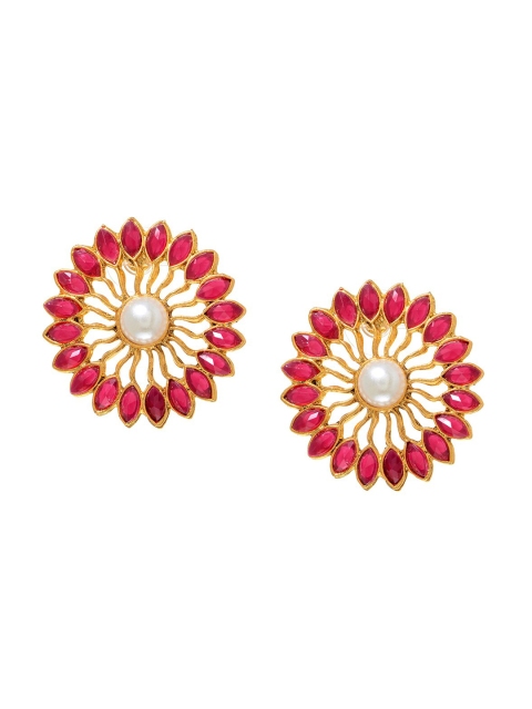 

INDYA Pink & Gold-Toned Circular Studs