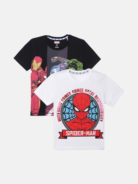 

Kids Ville Boys Pack Of 2 Printed Round Neck T-shirt, White