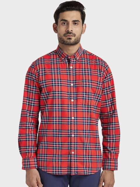 

ColorPlus Men Red & Blue Tailored Fit Checked Casual Shirt