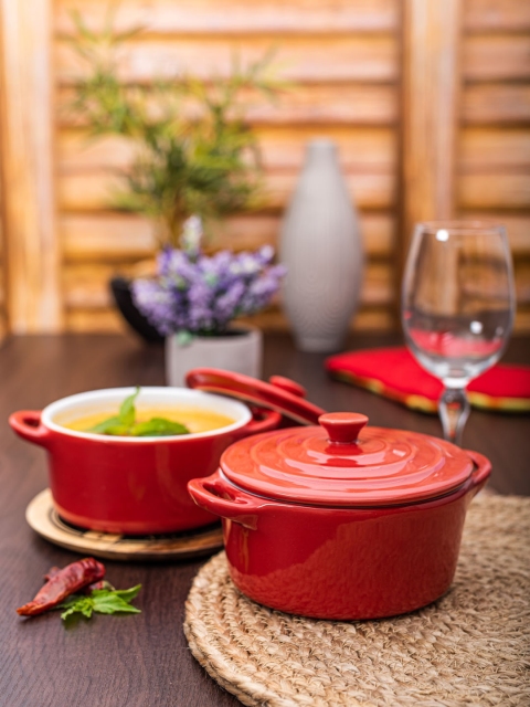 

GOODHOMES Set of 2 Red Casseroles