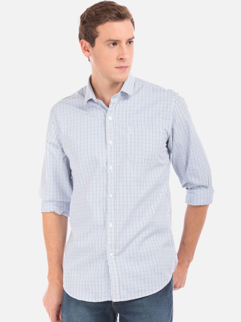 

Excalibur Men White & Blue Regular Fit Checked Casual Shirt