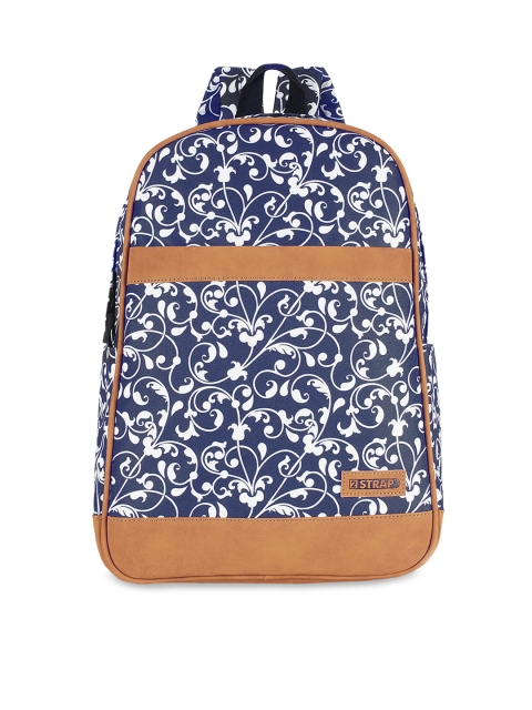 

2 STRAP Navy Blue & White Printed Backpack