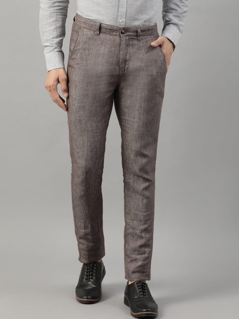 

HARSAM Men Brown Regular Fit Solid Regular Trousers