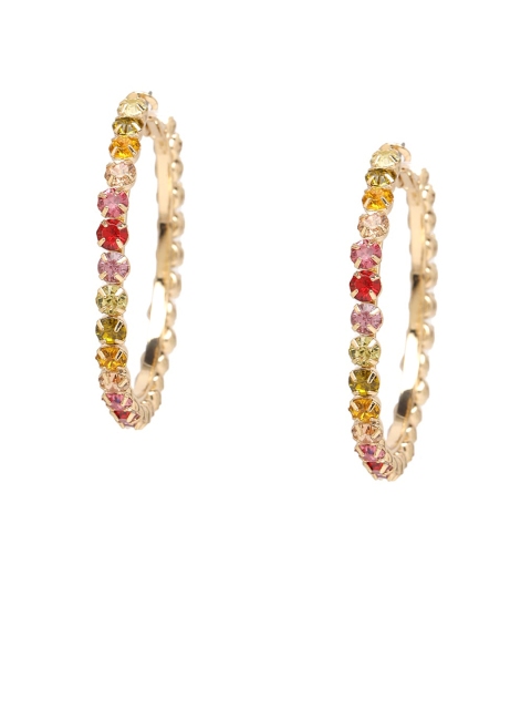 

FOREVER 21 Multicoloured Circular Hoop Rhinestone Earrings, Multi