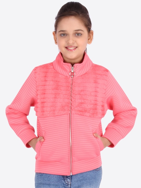

CUTECUMBER Girls Pink Striped Bomber