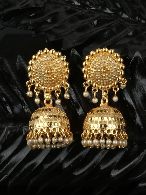 

ANIKAS CREATION Gold-Plated Dome Shaped Jhumkas