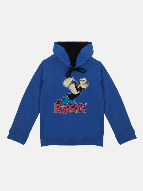 

Popeye Boys Blue Printed Hooded Sweatshirt With Attached Face Covering