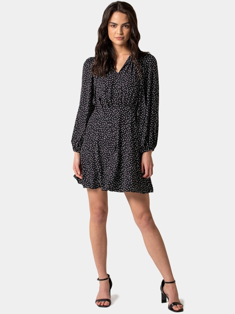 

Forever New Women Black & White Polka Dot Print Fit and Flare Dress