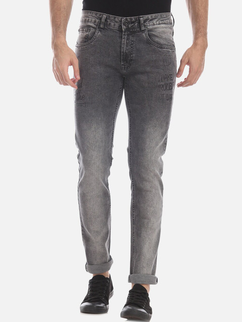 

Colt Men Grey Skinny Fit Low-Rise Low Distress Jeans