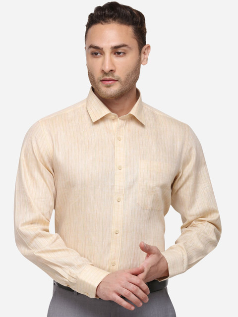 

JADE BLUE Men Yellow Regular Fit Striped Formal Shirt