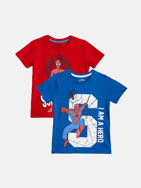 

Kids Ville Boys Pack Of 2 Spiderman Printed Round Neck T-shirt, Red