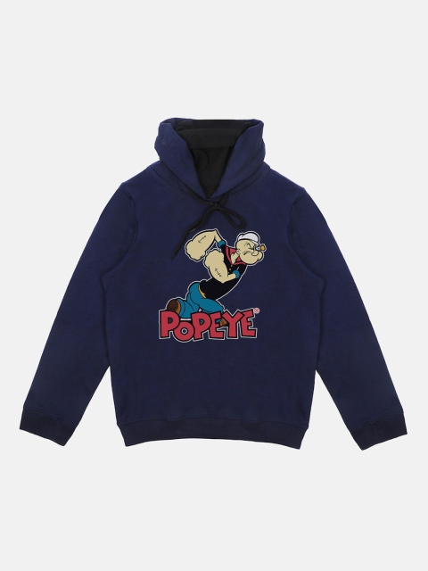 

Popeye Boys Blue Printed Hooded Sweatshirt With Attached Face Covering