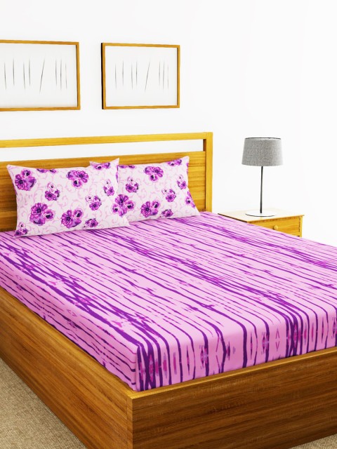 

BIANCA Purple & Lavender Abstract 144 TC 1 Extra Large Bedsheet With 2 Pillow Covers