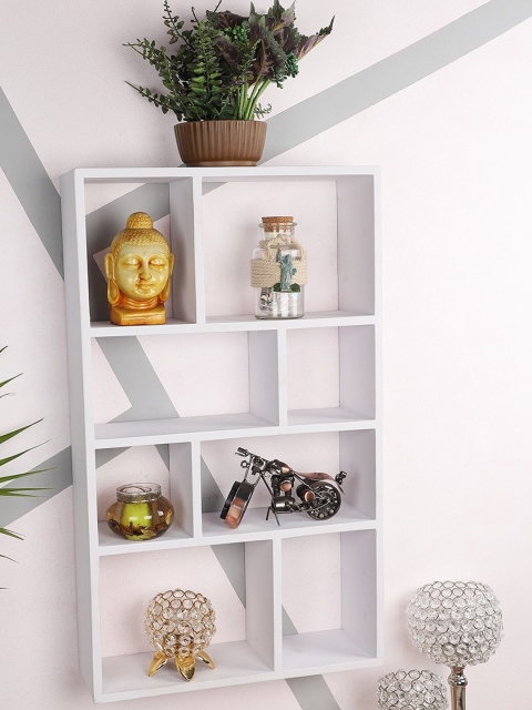 

Home Sparkle White Handmade Multi Partition Basic Wall Shelf