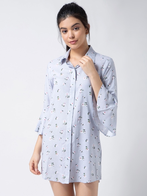 

ADORENITE Women Blue Printed Nightdress
