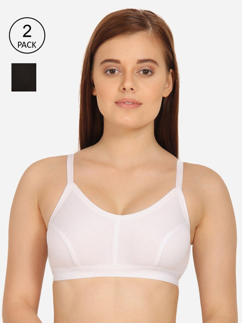 

Innocence Pack Of 2 Solid Non-Padded Non-Wired Sports Bras BBAPLIN90254_28B, Black